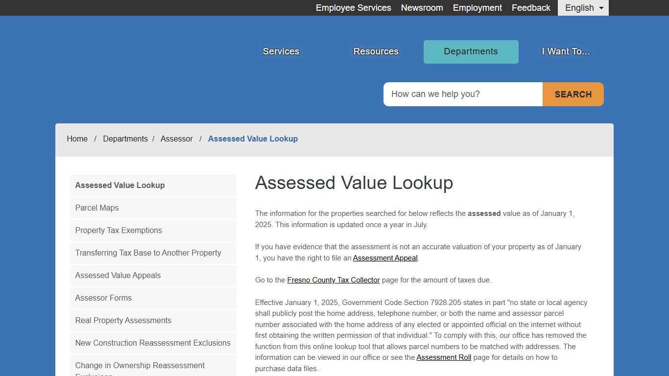 Assessed Value Lookup - County of Fresno