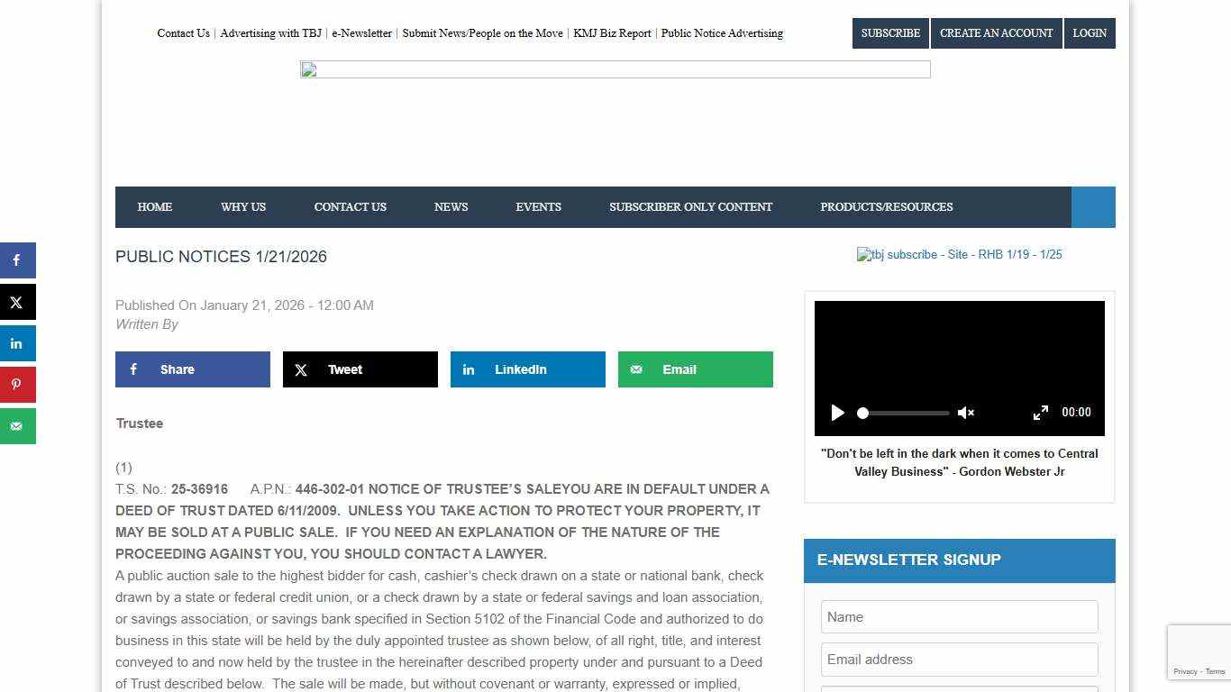 Public Notices 1/21/2026 - The Business Journal